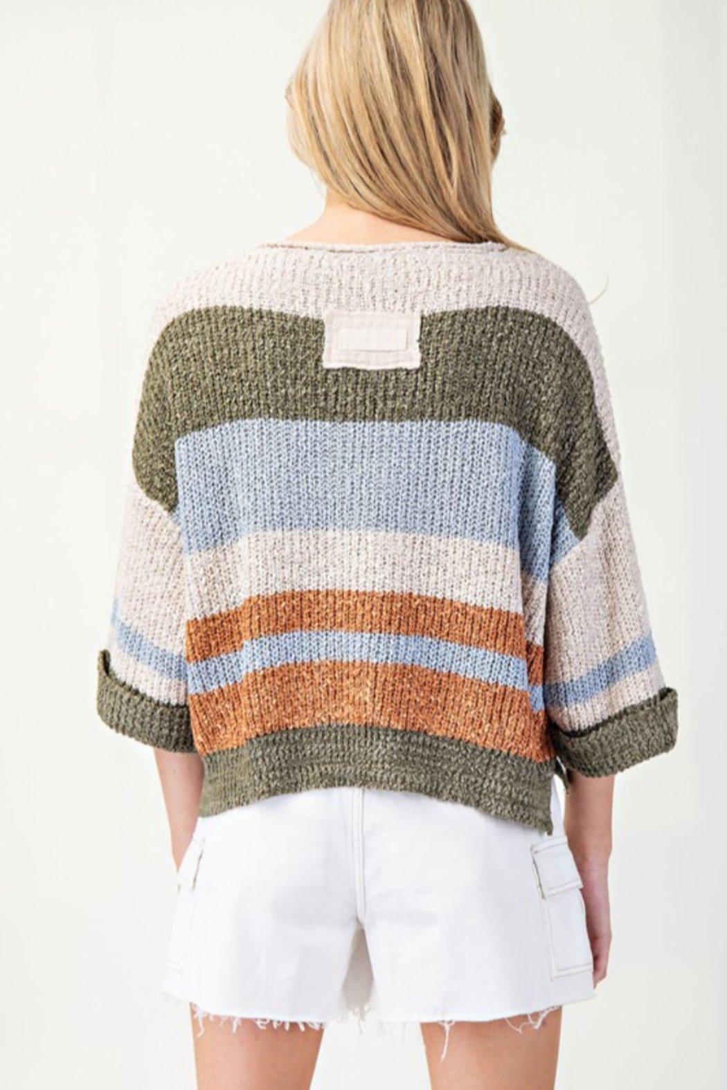 Striped Notched Collar Product Image