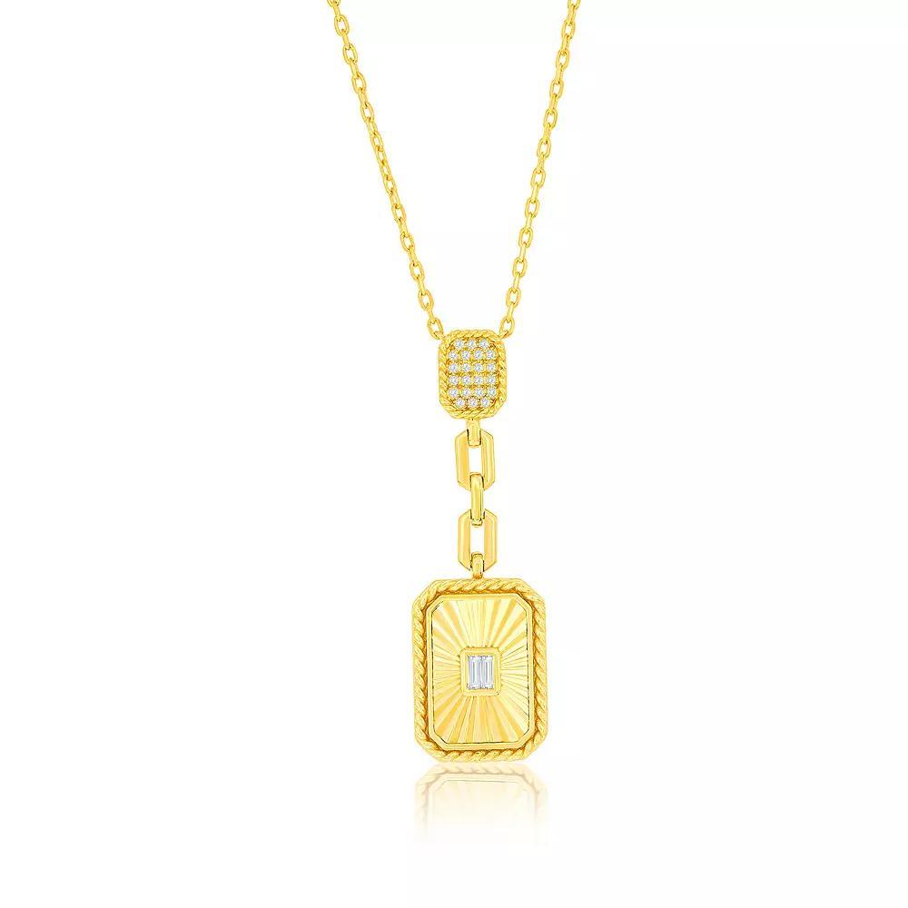 Argento Bella 14k Gold Over Silver Cubic Zirconia Rectangular Double Drop Pendant Necklace, Women's, Size: 16-18" ADJ, Gold Tone Product Image