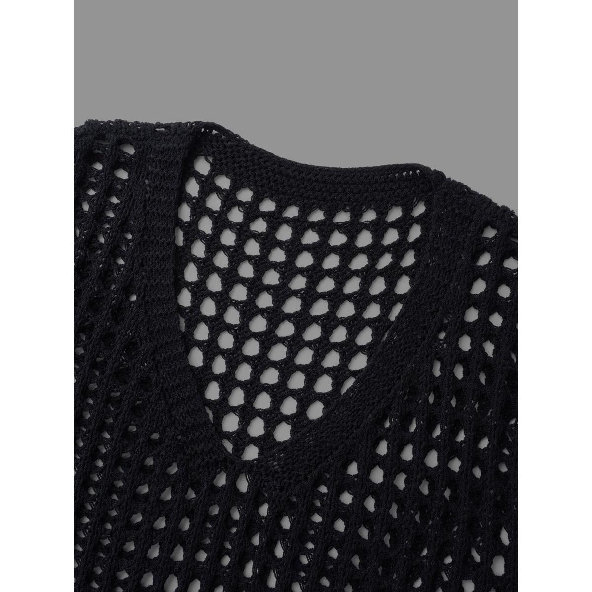 Plus Size Cut-Out Split Side Hem Swim Cover Up Women's Swimwear Black Beach Loose Cut-Out Curve Swim Cover Ups BloomChic 30/6X Product Image
