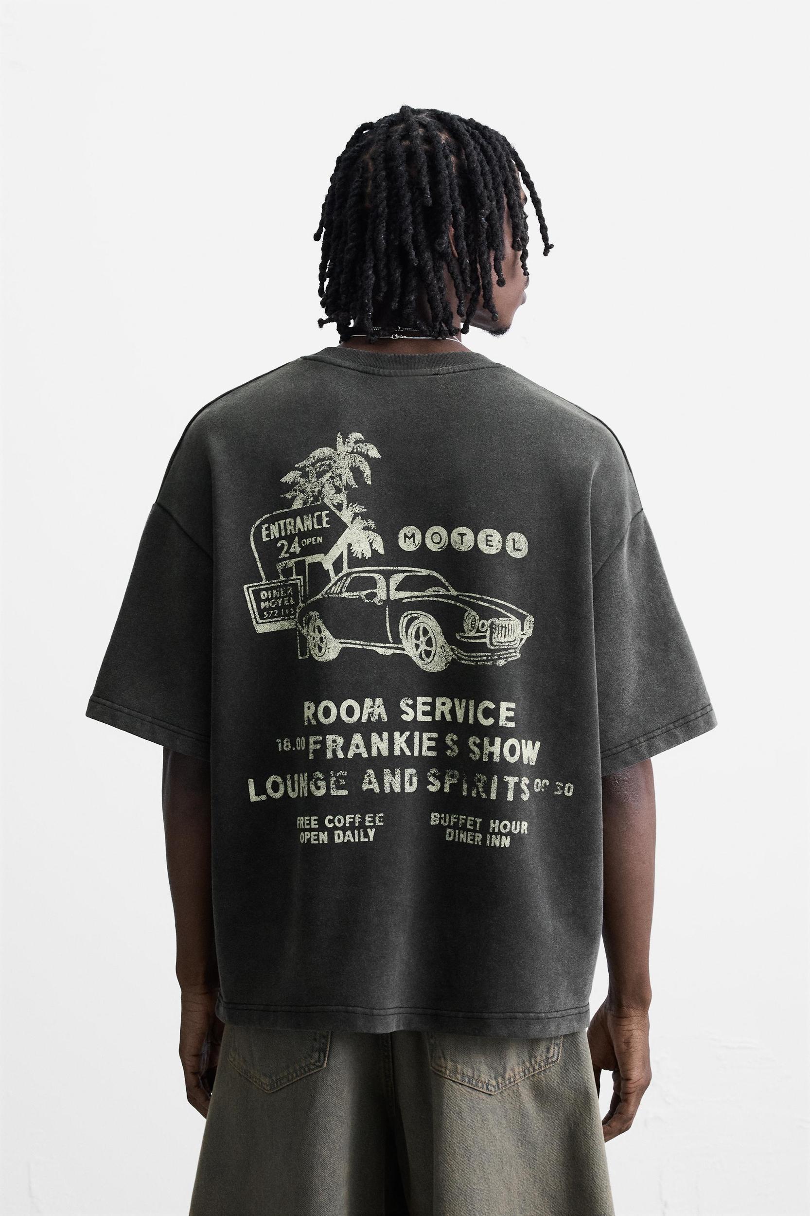 WASHED SWEATSHIRT WITH GRAPHIC PRINTS Product Image