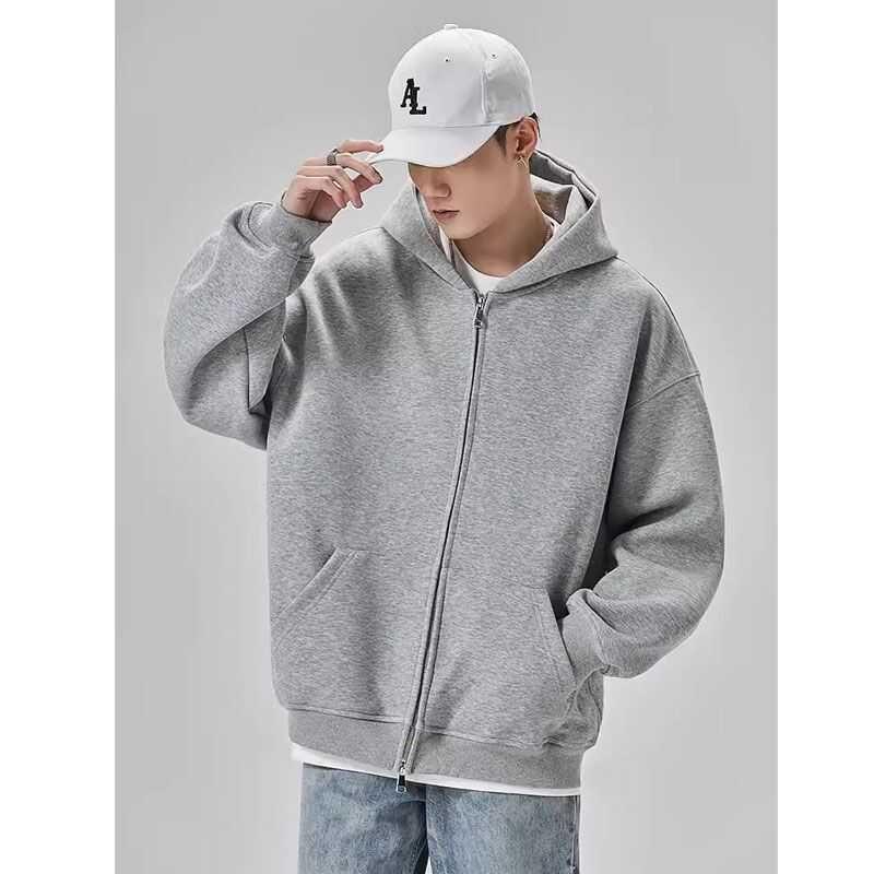 Plain  Zip Up Oversized Hoodie Product Image