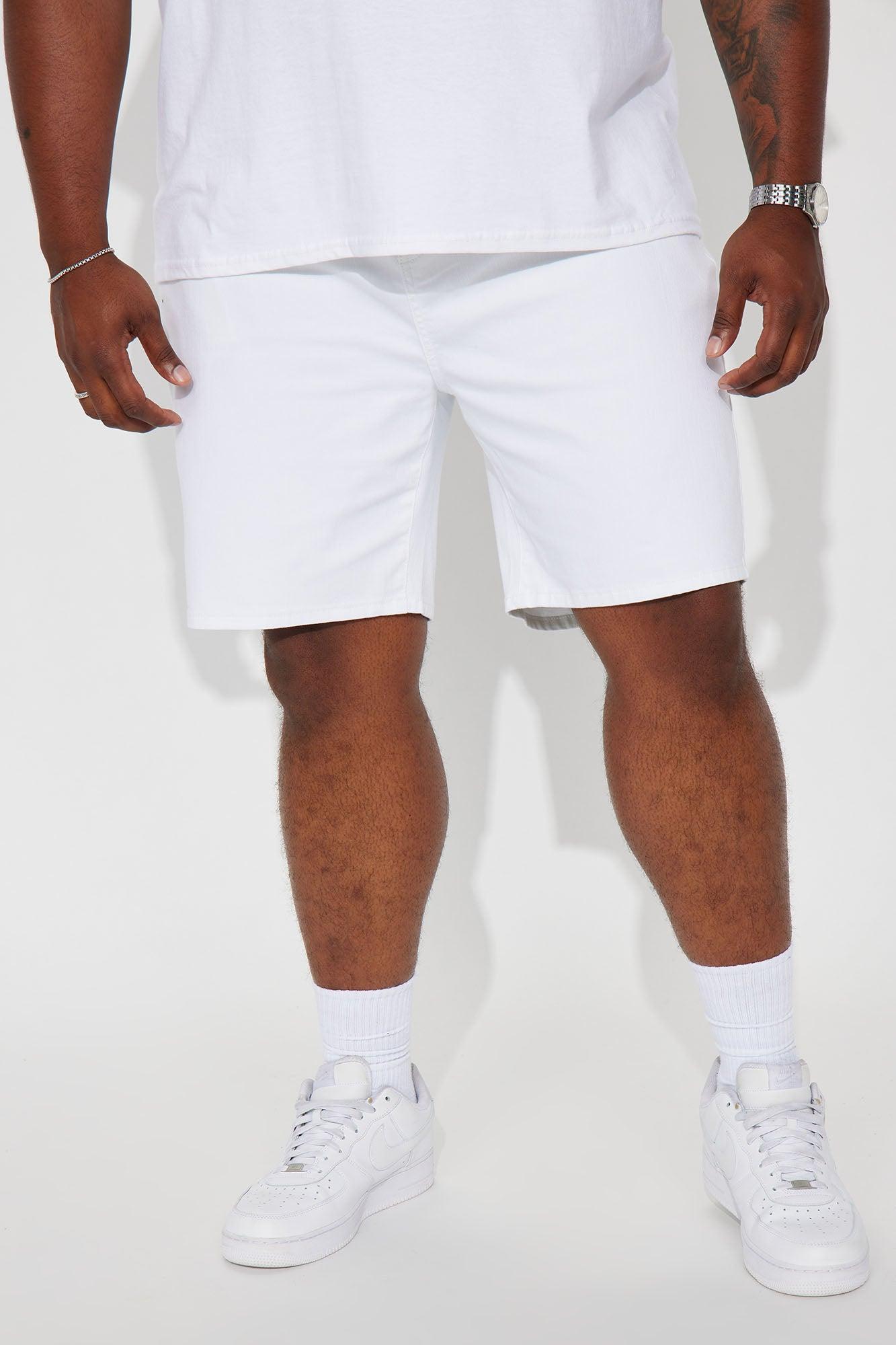 Cornell Slim Denim Shorts - White Product Image