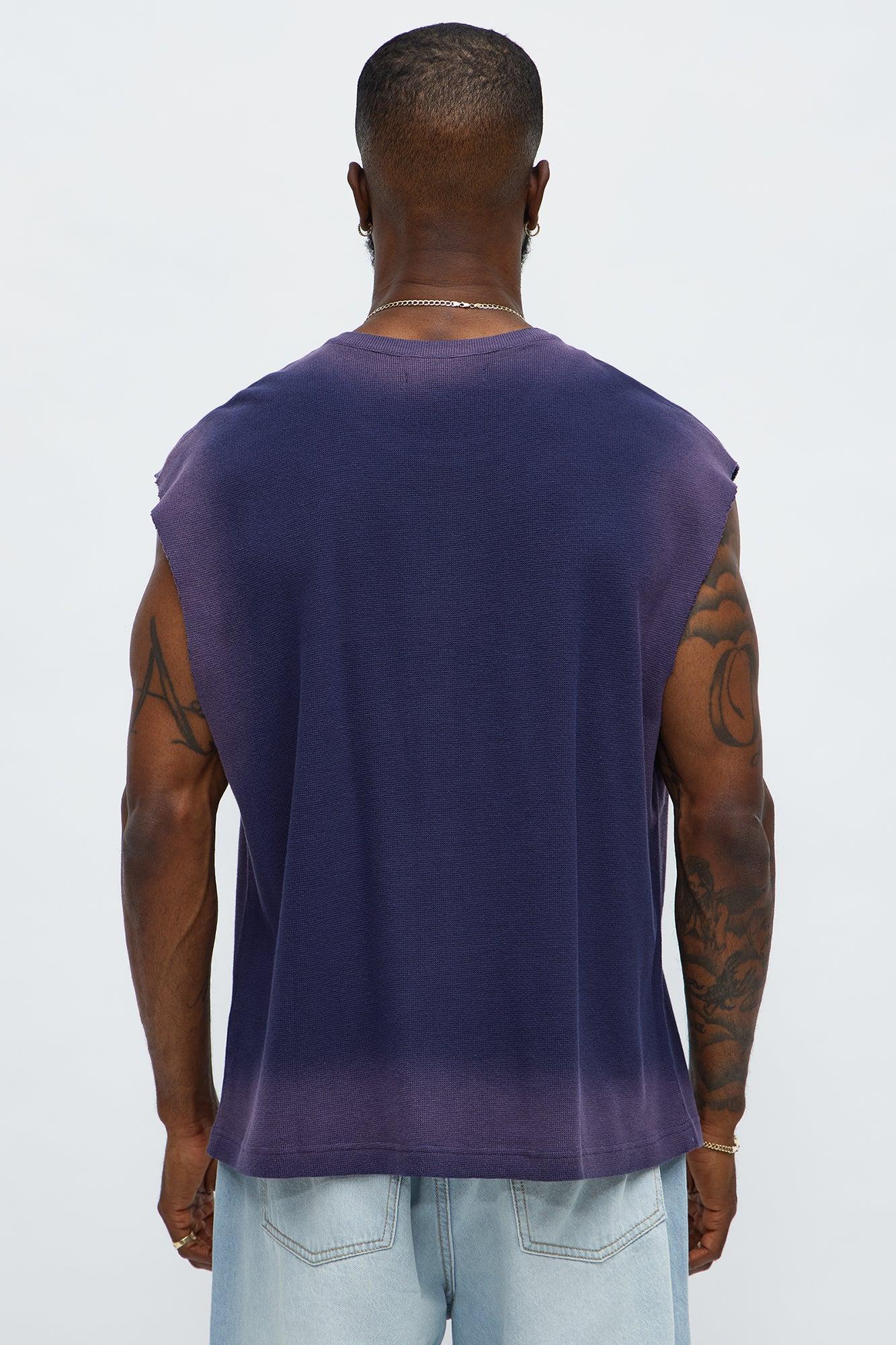 Relaxed Washed Quote Muscle Tank - Navy Product Image
