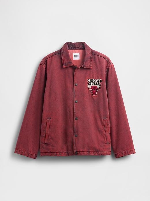 NBA New York Knicks Logo Denim Coaches Jacket Product Image