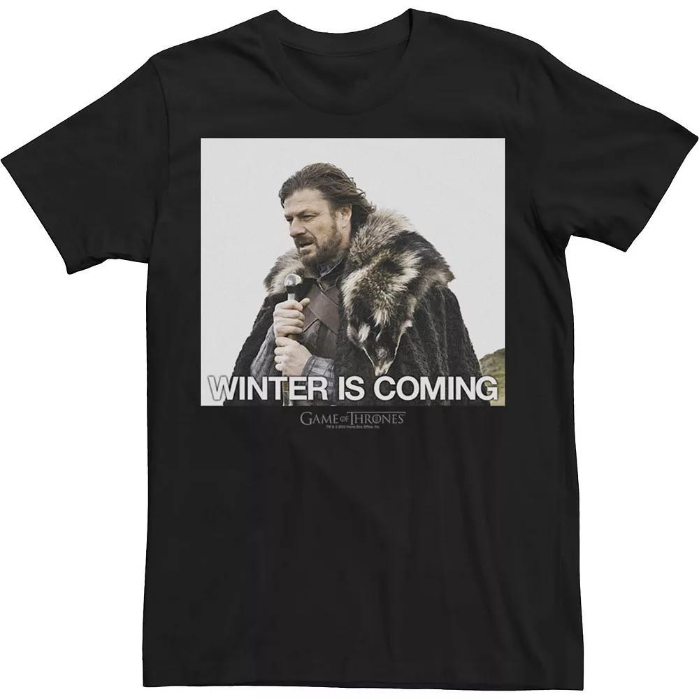 Men's Game Of Thrones Ned Stark Winter Is Coming Meme Tee, Size: XXL, Black Product Image