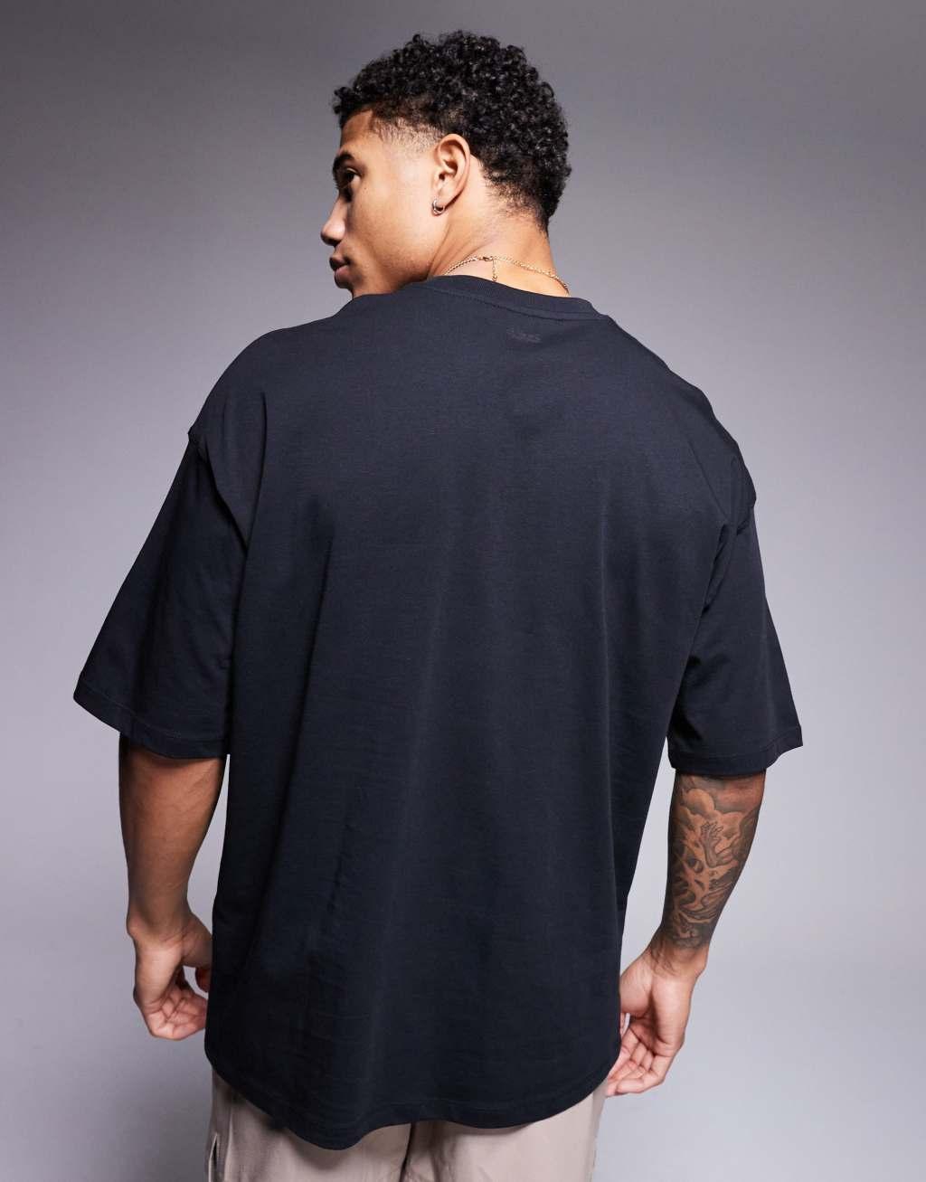 4505 Icon oversized cotton t-shirt with quick dry finish in black  Product Image