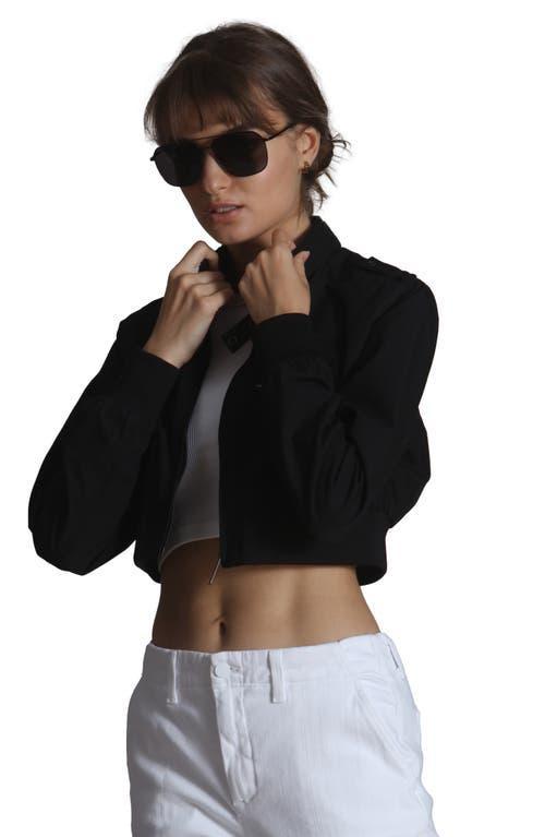 Members Only Women's Mini Cropped Racer Jacket in Black at Nordstrom, Size X-Large Product Image