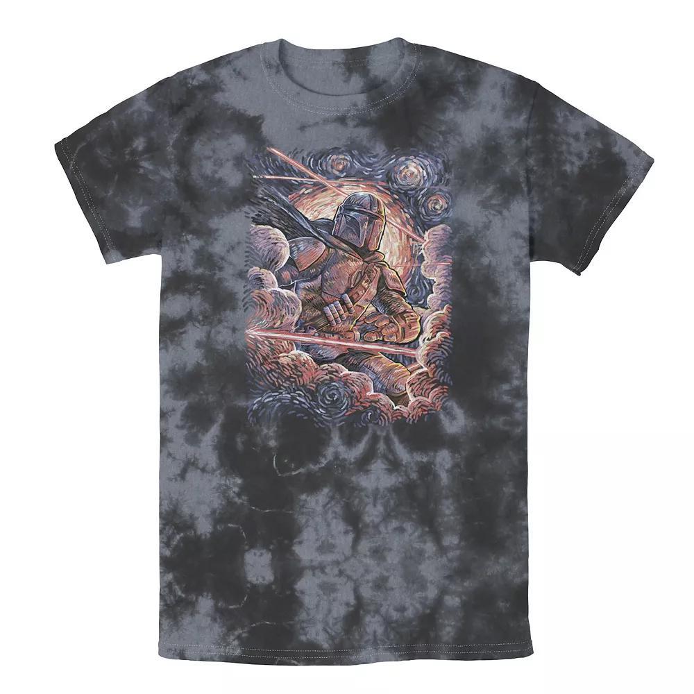 Men's Star Wars The Mandalorian Starry Night Style Portrait Tee, Boy's, Size: Large, Black Grey Product Image