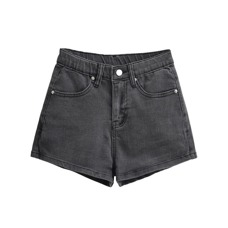 Mid Rise Washed Denim Hot Pants Product Image