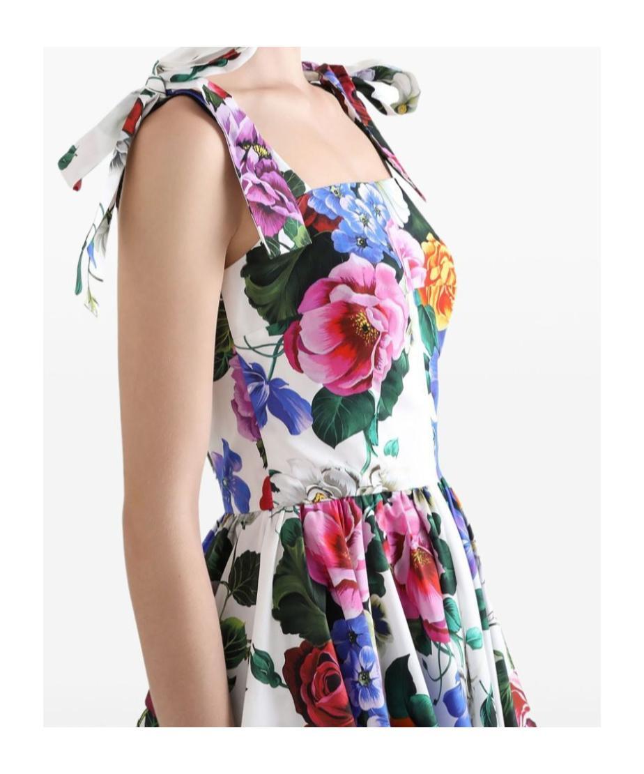 DOLCE & GABBANA Multicolor Sleelevelss Mini Dress With Square Neckline And All-over Floral Motif Product Image