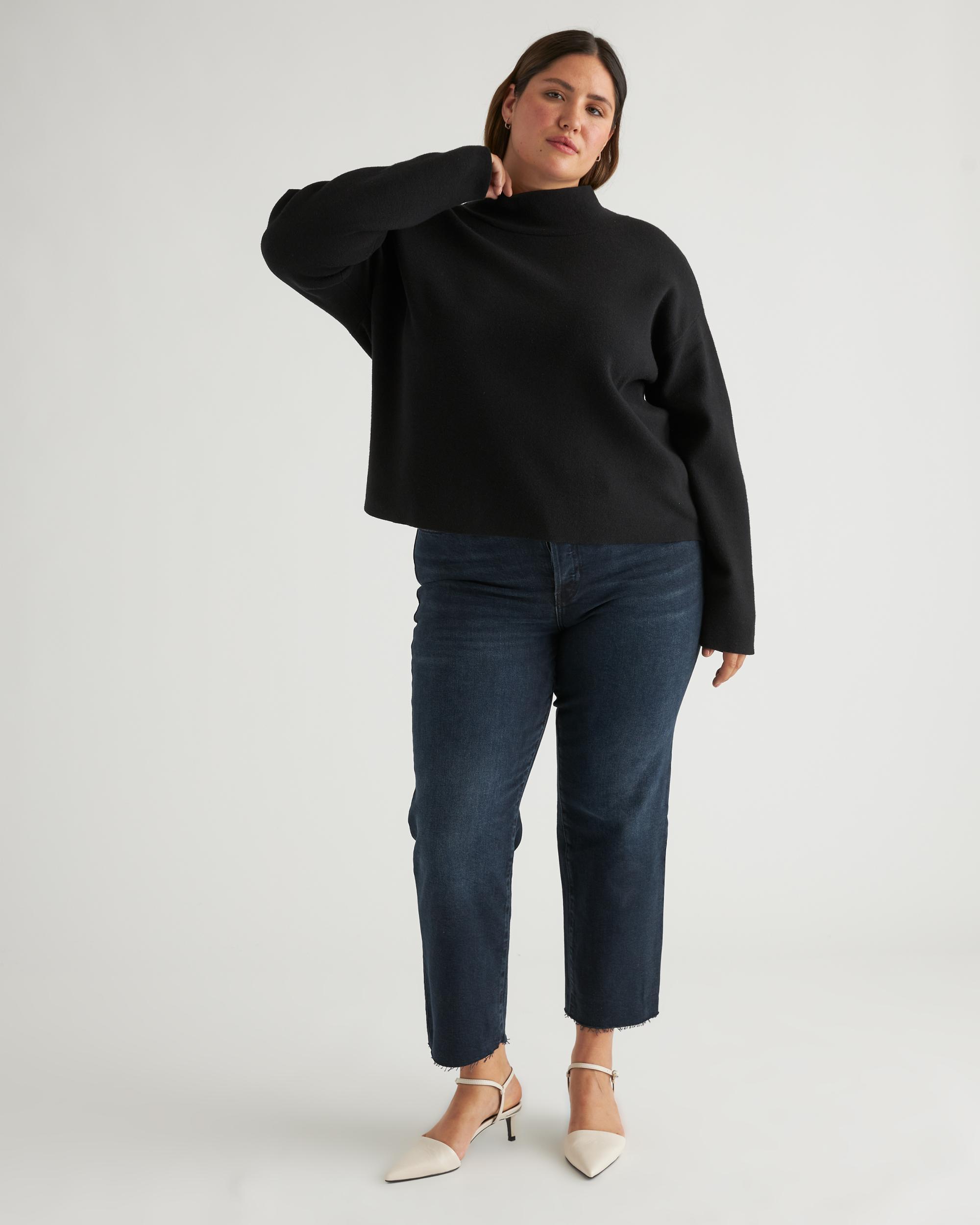 Quince | Women's Eco-Knit Milano Stitch Mock Neck Pullover Viscose Product Image