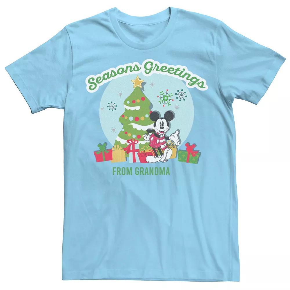 Disney's Mickey And Friends Men's Christmas Greetings From Grandma Tee, Size: 3XL, Light Blue Product Image