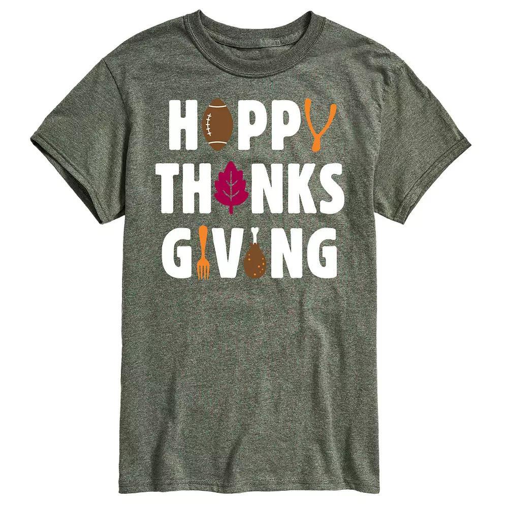 Men's Happy Thanksgiving Icons Graphic Tee, Size: XL, Green Product Image