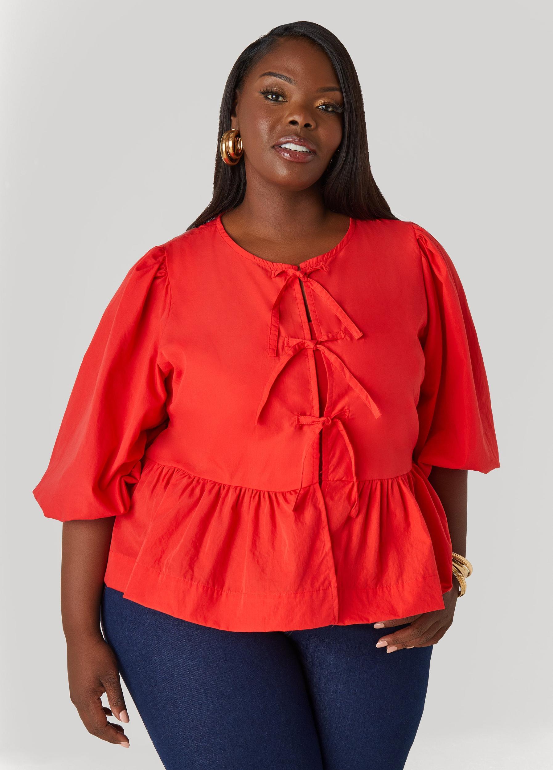 Tie Front Peplum Top Product Image