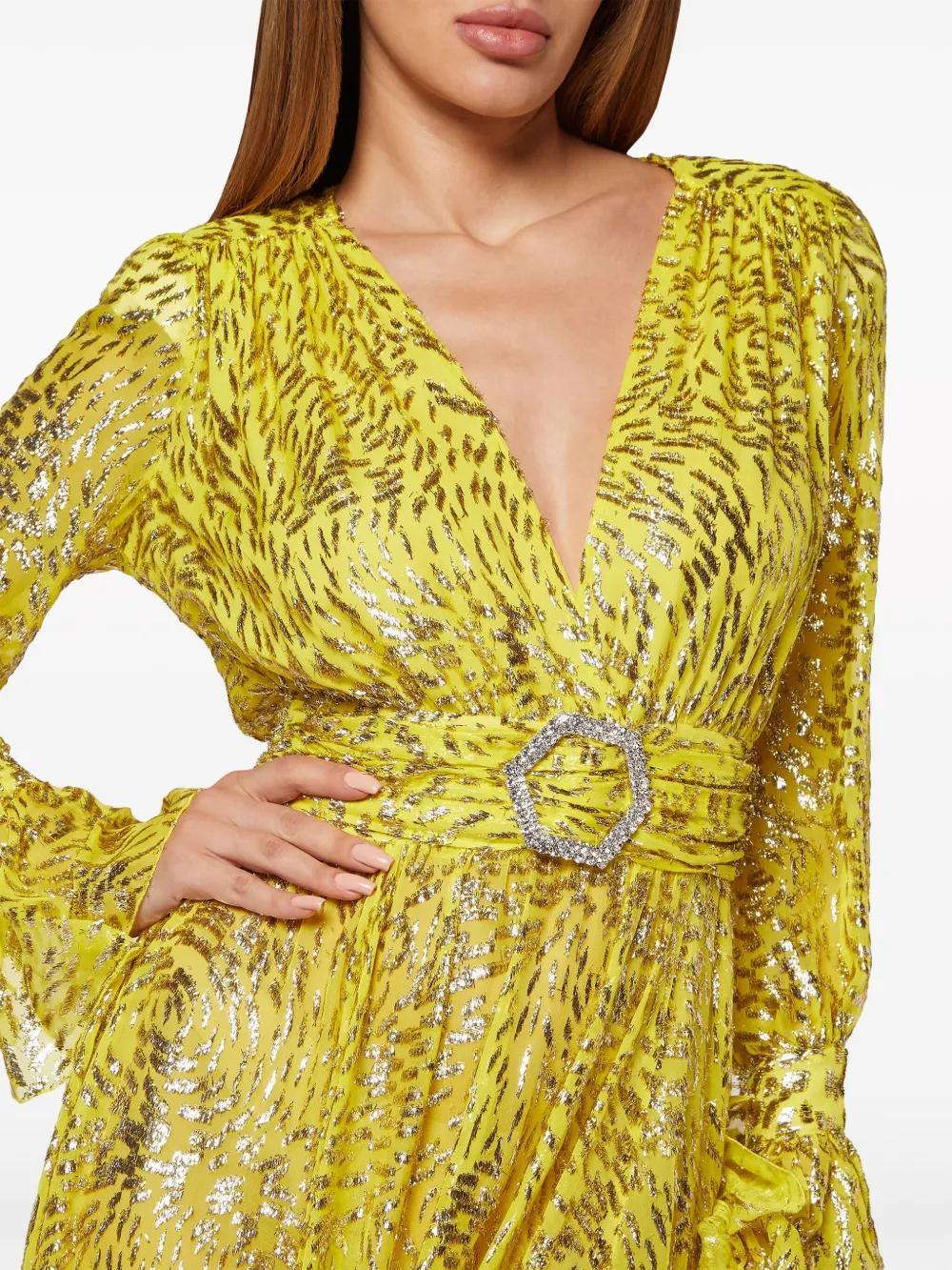 metallic-threading front-slit maxi dress Product Image