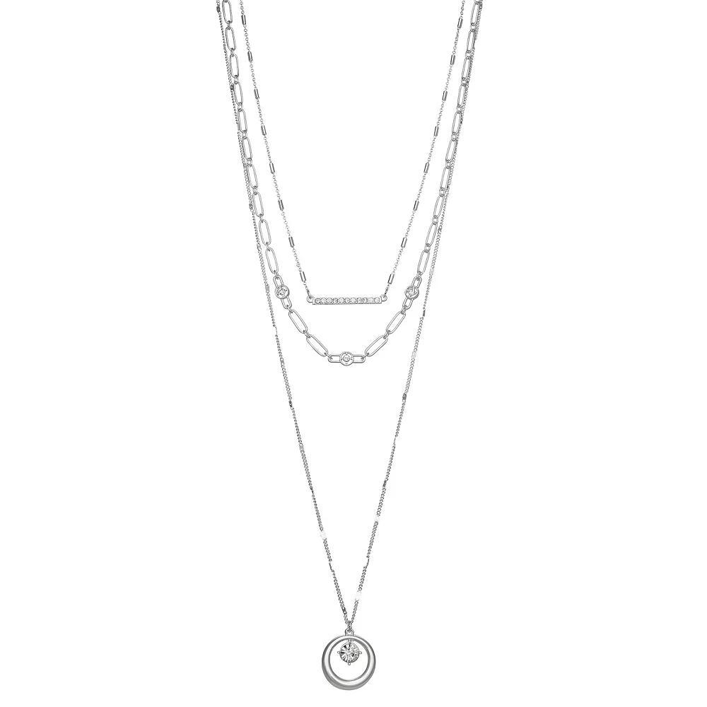 Nine West Silver Tone Multirow Pendant Necklace, Womens Product Image