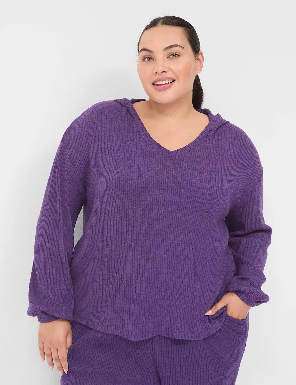 LIVI V-Neck Brushed Rib Sweatshirt Product Image