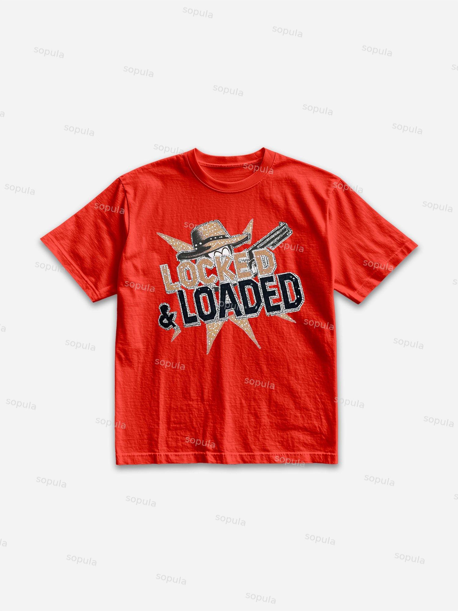 Locked & Loaded Cartoon Cowboy Revolver Graphic Cotton T-shirt Product Image