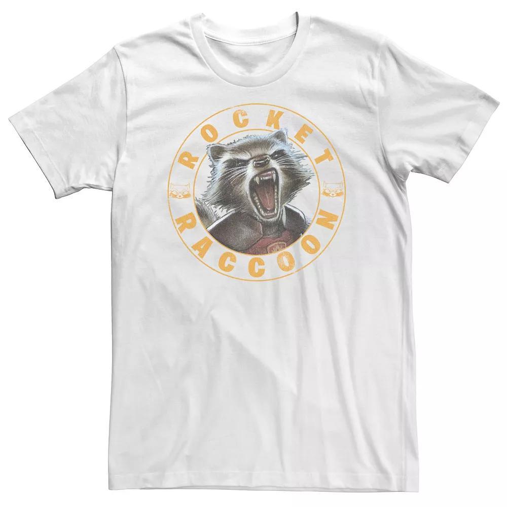 Big & Tall Marvel Guardians Of The Galaxy Rocket Raccoon Snarling Portrait Tee, Men's, Size: 5XL, White Product Image