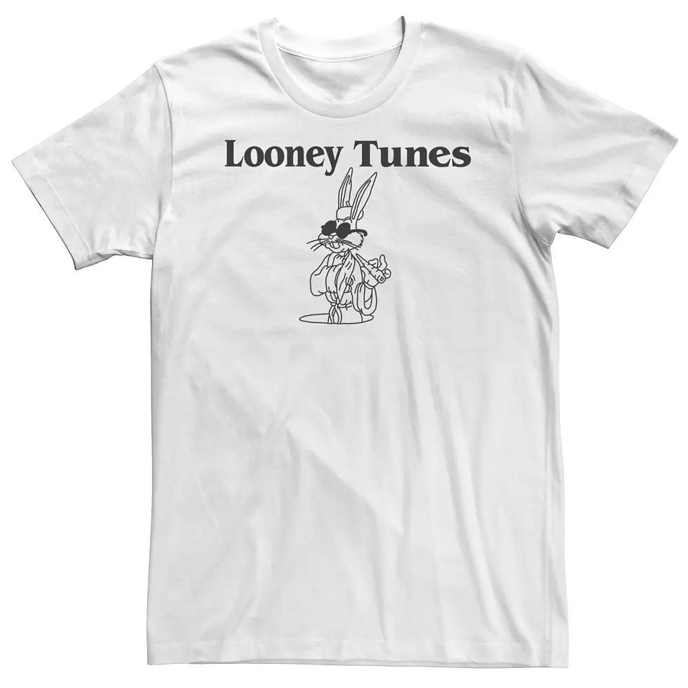 Big & Tall Looney Tunes Bugs Bunny Logo Line Art Tee, Men's, Size: 3XL, White Product Image