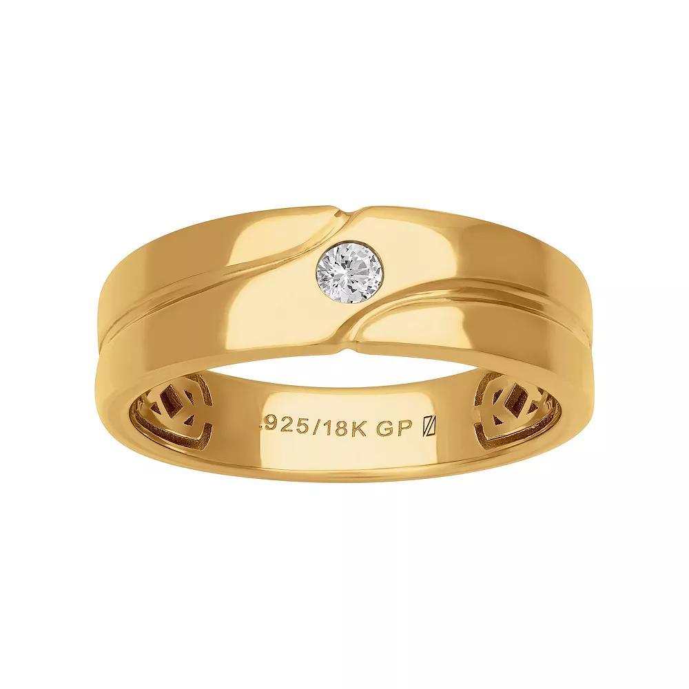 Men's AXL 18k Gold-Plated Silver 1/8 Carat T.W. Diamond Solitaire Ring, Size: 13, Gold Tone Product Image