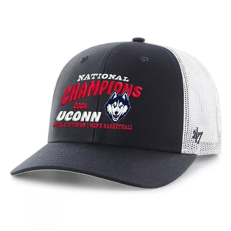 Men's '47  Navy/White UConn Huskies 2024 NCAA Men's Basketball National Champions Adjustable Trucker Hat, Blue Product Image