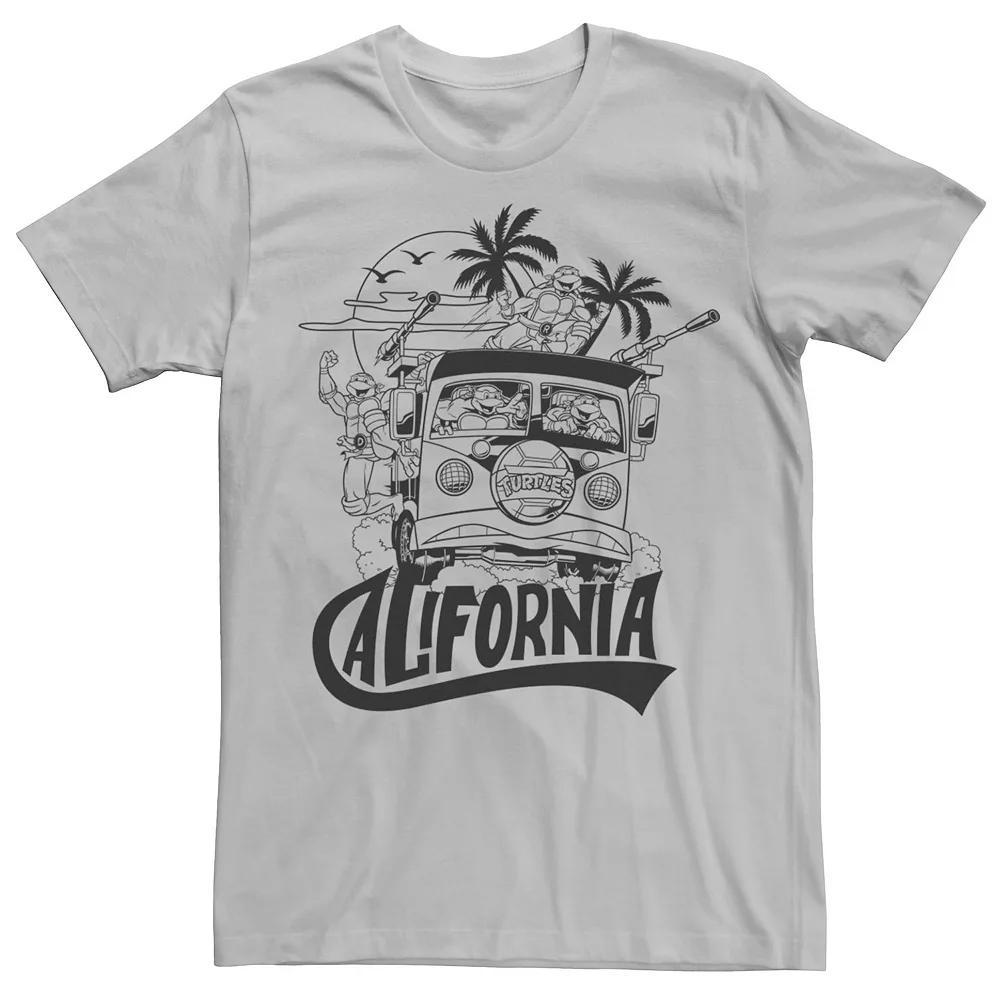 Men's Ninja Turtles California Bus Outline Short Sleeve Tee, Size: 3XL, Silver Product Image