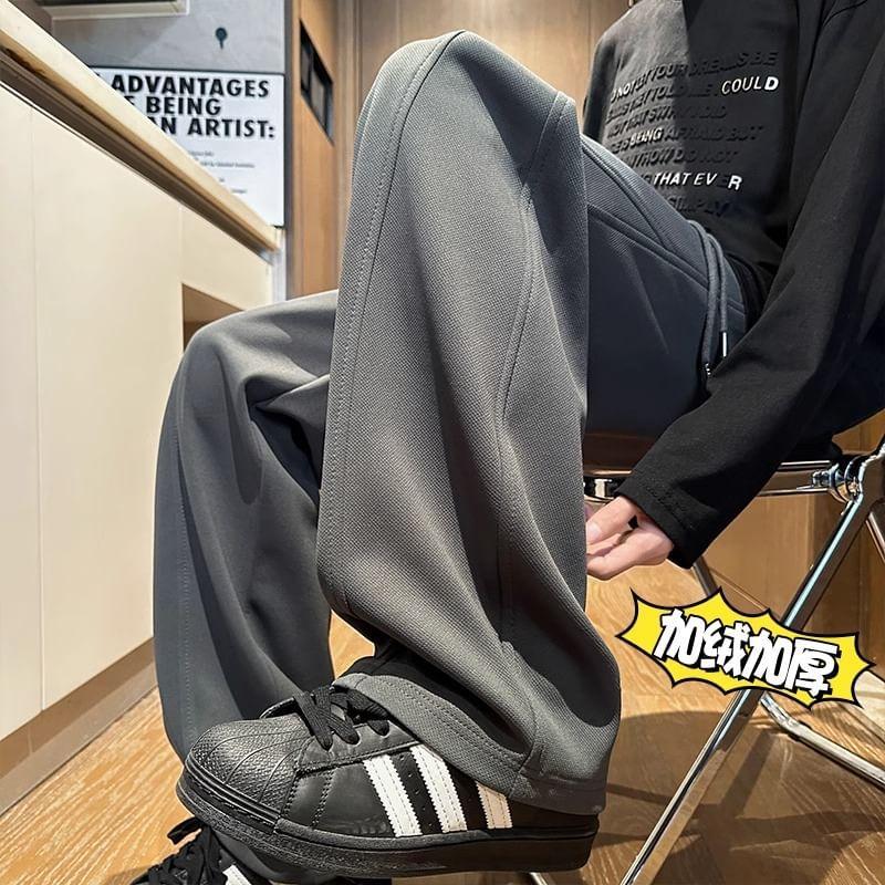 Drawstring Waist Marble Print Straight Leg Sweatpants Product Image