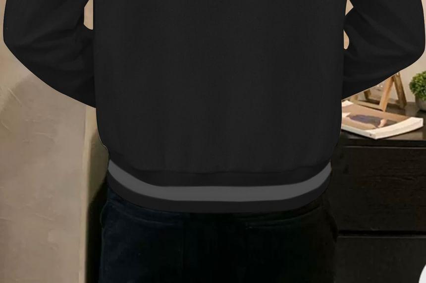 Contrast Trim Button-Up Baseball Jacket Product Image