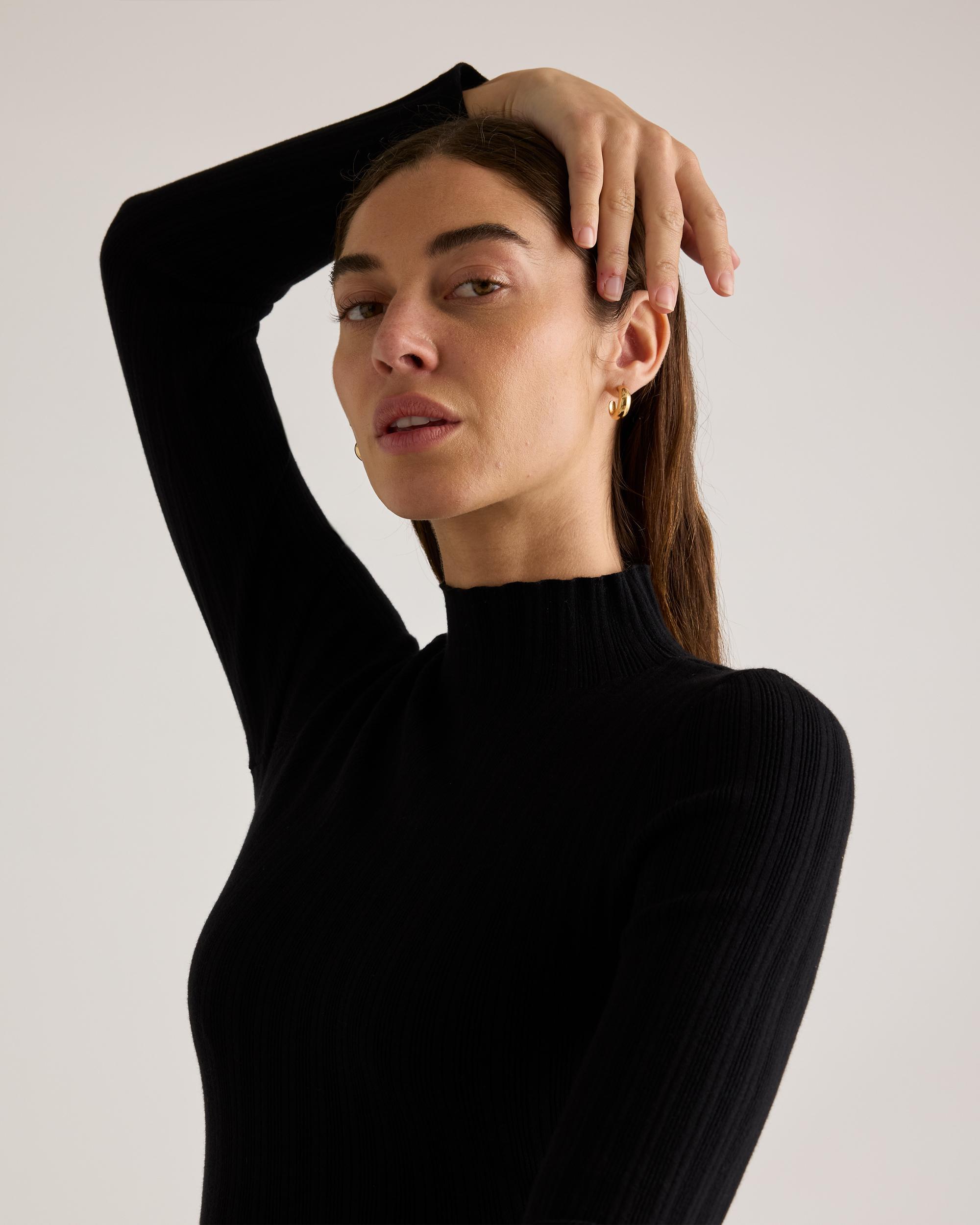 Quince | Women's Cotton Cashmere Ribbed Turtleneck Bodysuit Size XL, Organic Cotton Product Image