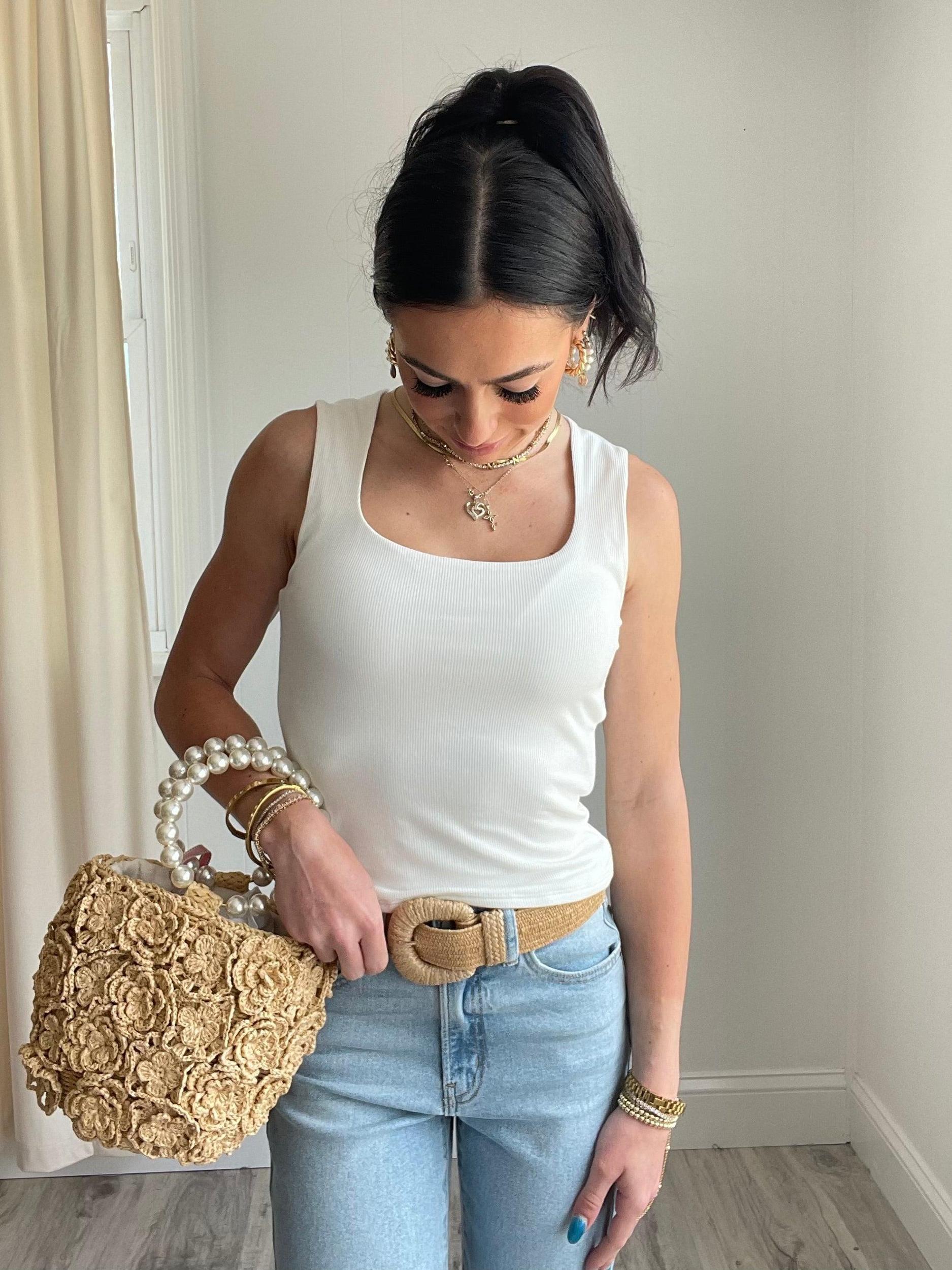 FINAL SALE Riley Rib Knit Square Neck Tank Top Product Image