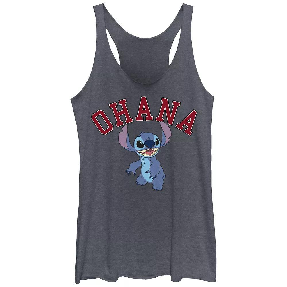 Disney's Lilo & Stitch Women's Ohana Varsity Stitch Tri-Blend Racerback Tank Top, Girl's, Size: XL, Gray Grey Product Image