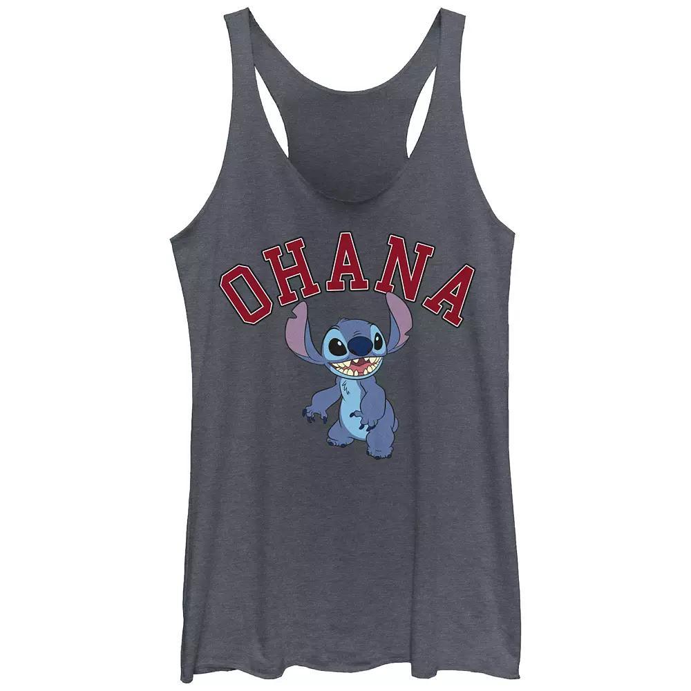 Disney's Lilo & Stitch Women's Ohana Varsity Stitch Tri-Blend Racerback Tank Top, Girl's, Size: XL, Gray Grey Product Image