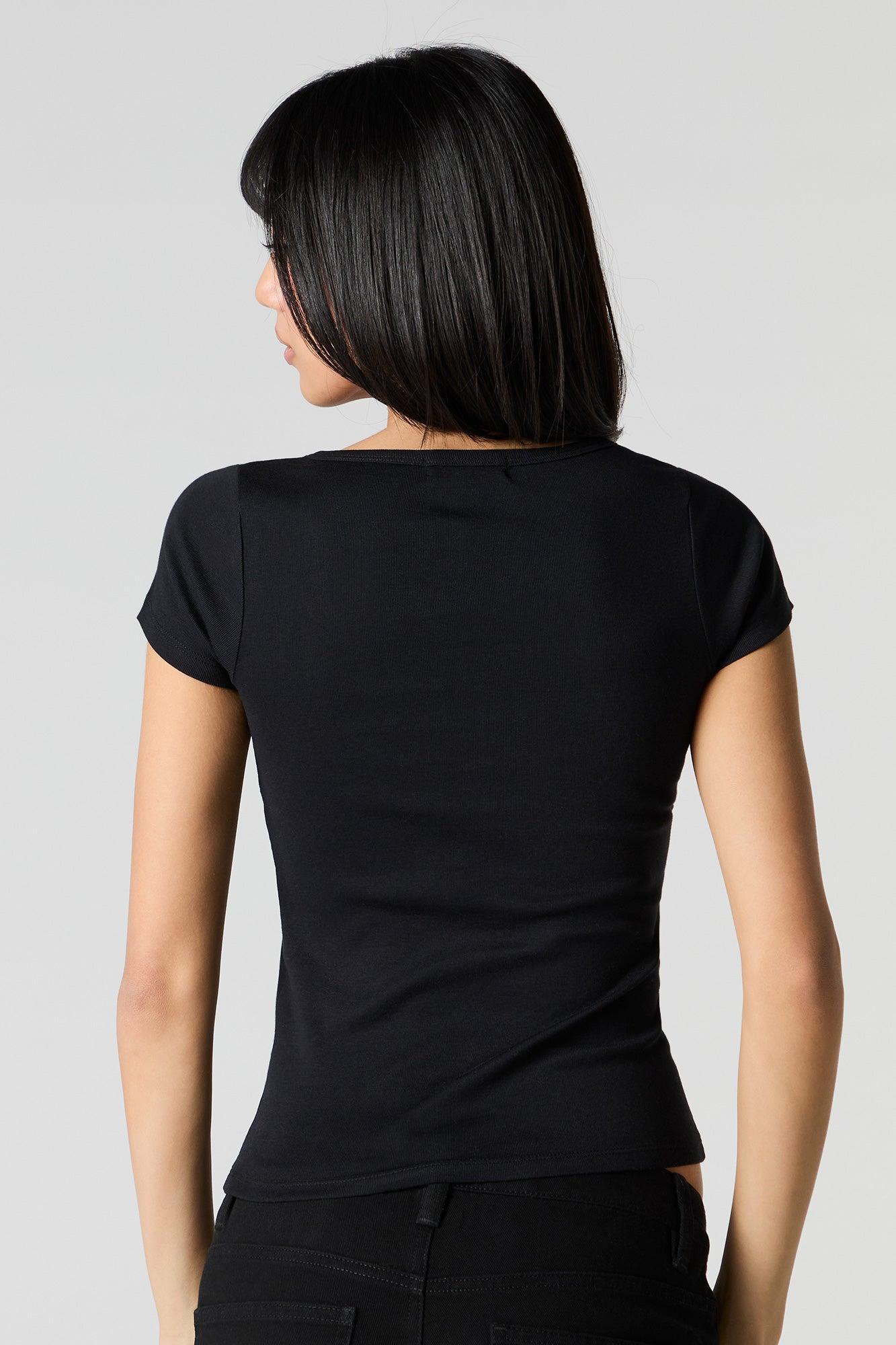 Ribbed Henley T-Shirt Female Product Image
