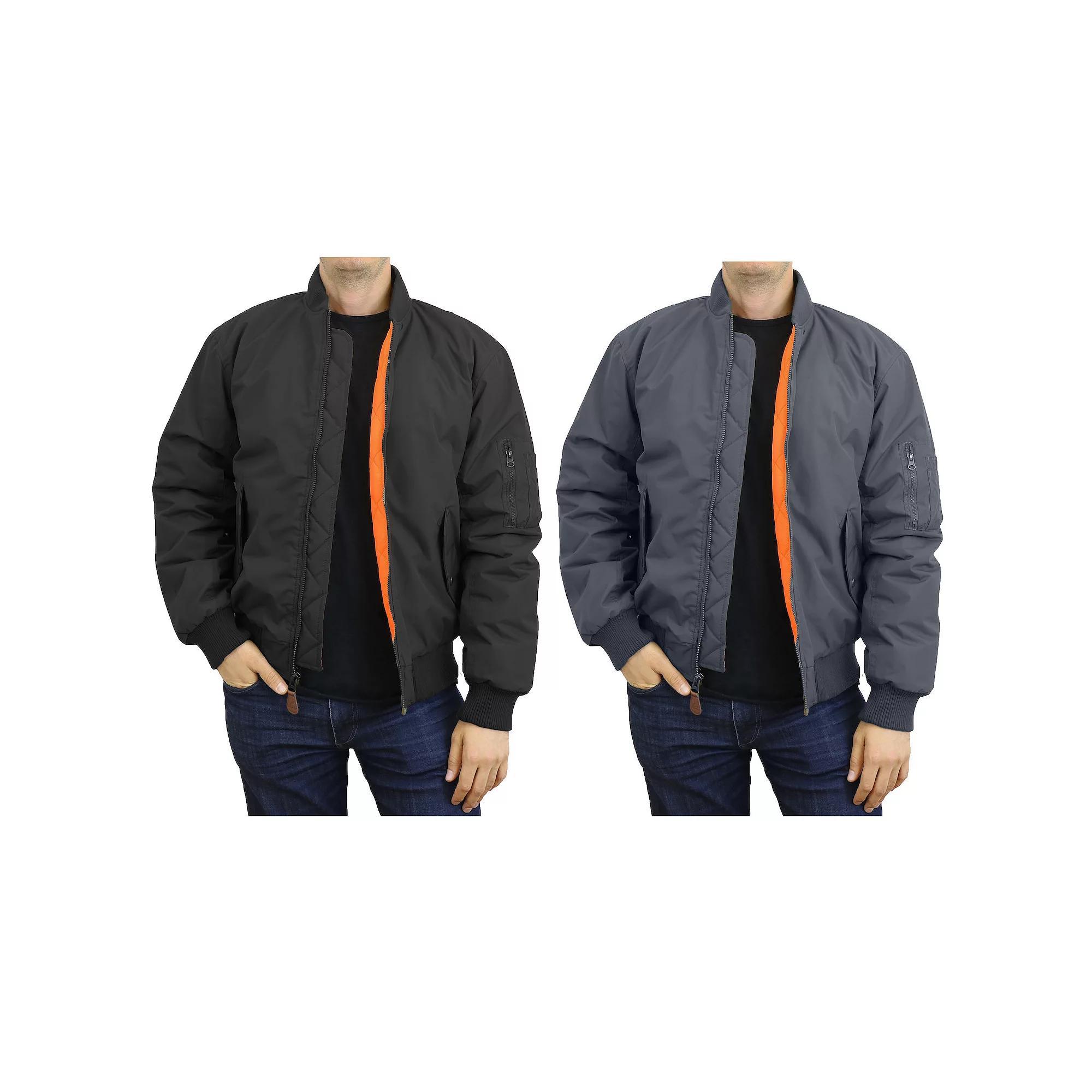 2-Pack Men's Spire by Galaxy Heavyweight MA-1 Flight Jacket, Size: Medium, Black Grey Product Image