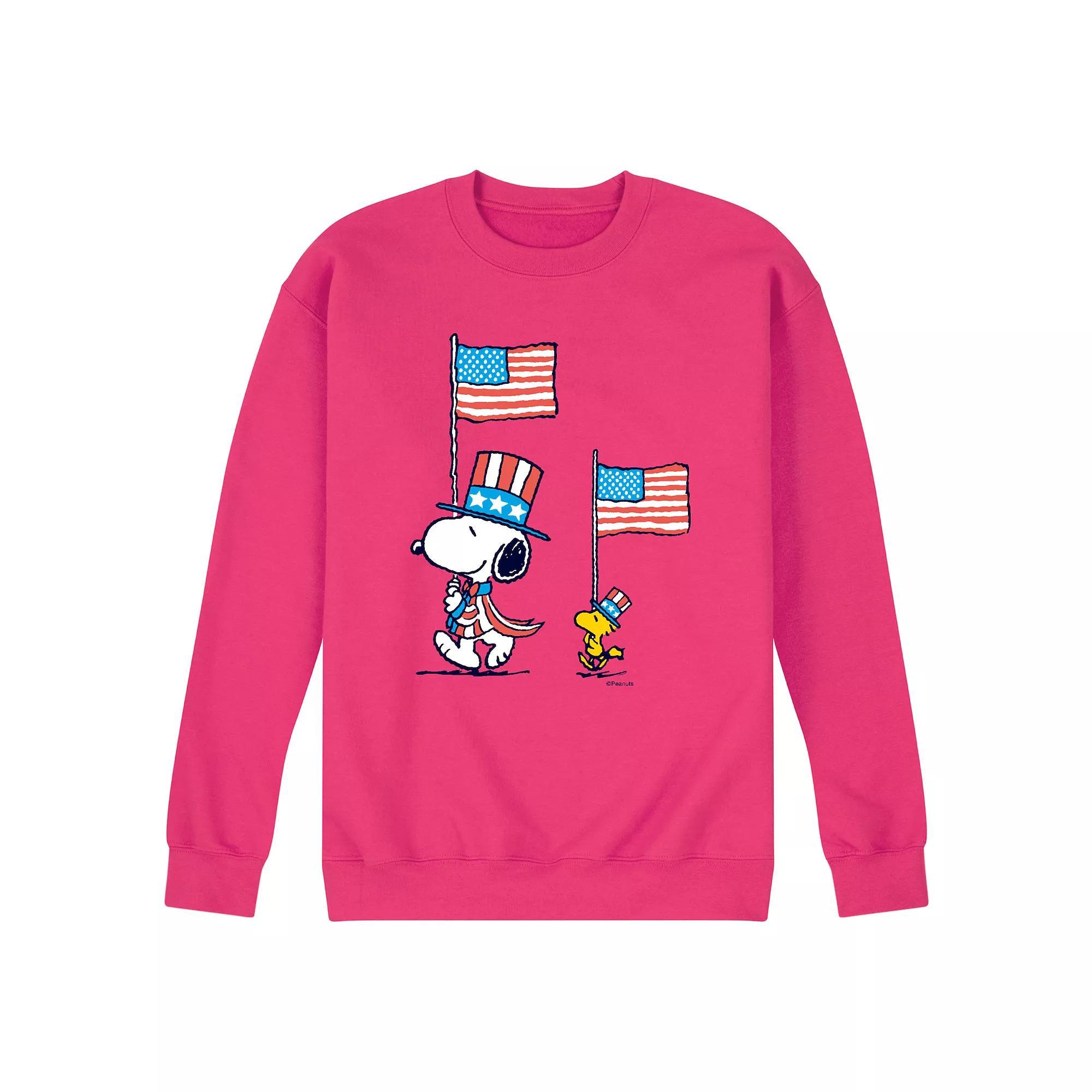 Mens Peanuts Snoopy Woodstock March Fleece Sweatshirt Pink Product Image