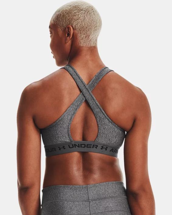 Under Armour Womens Armour Mid Crossback Heather Scoop Neck Sports Bra Product Image