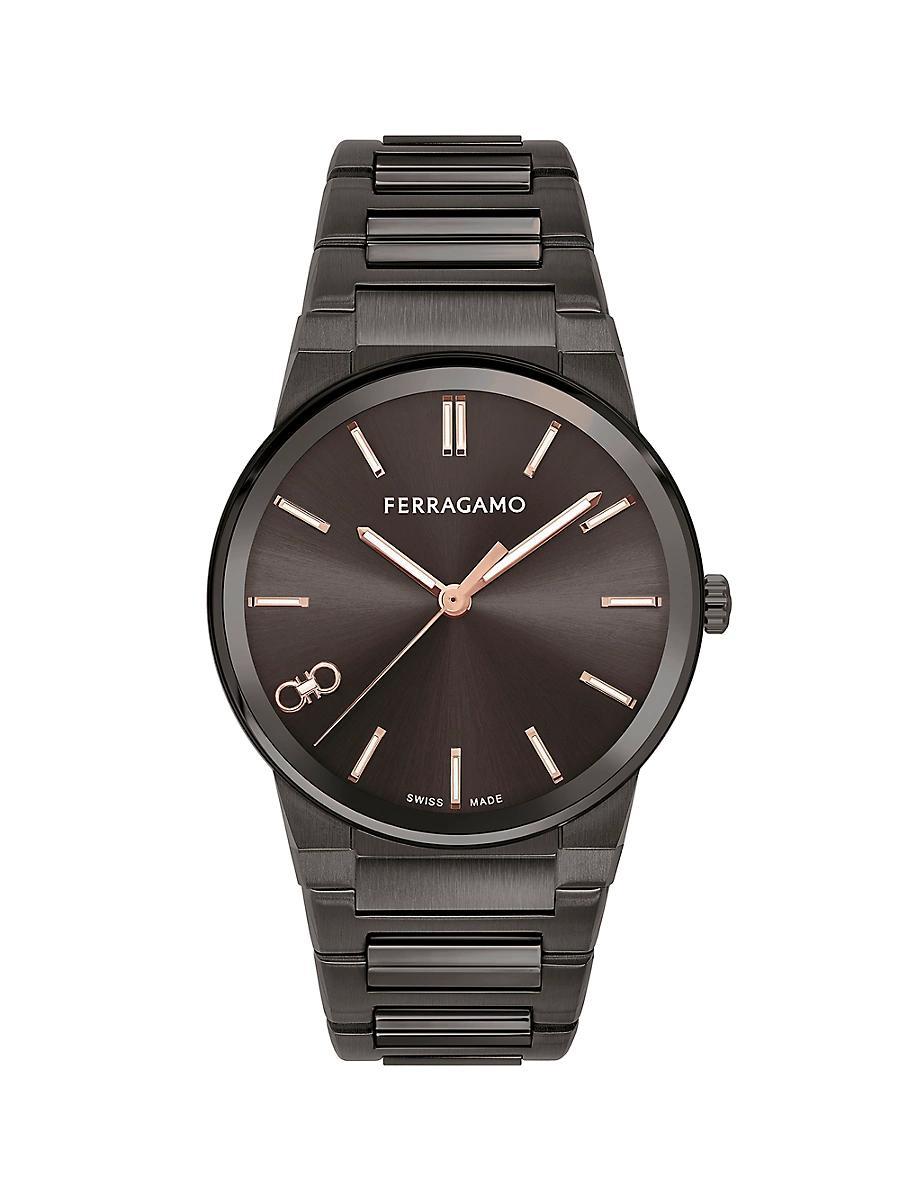 Mens Infinity Sapphire IP Gunmetal-Plated Stainless Steel Bracelet Watch/41MM Product Image