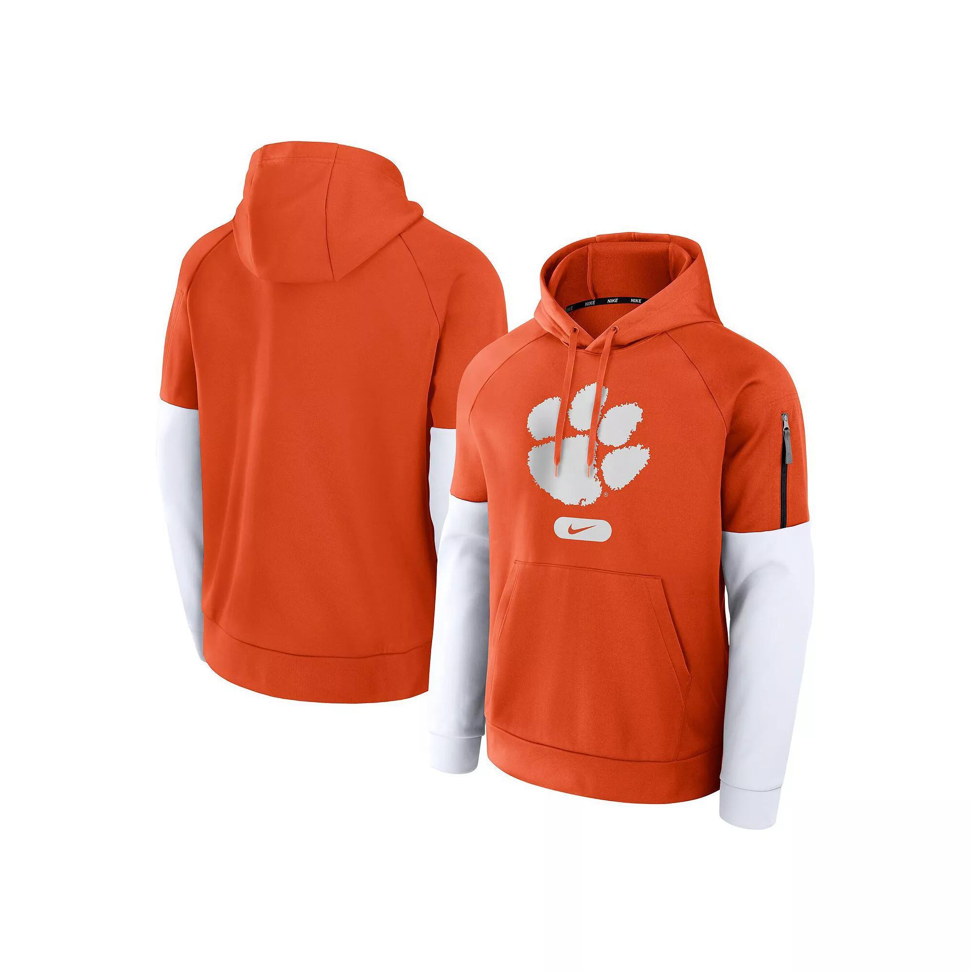 Men's Nike Orange Clemson Tigers Fitness Raglan Performance Pullover Hoodie, Size: Medium Product Image