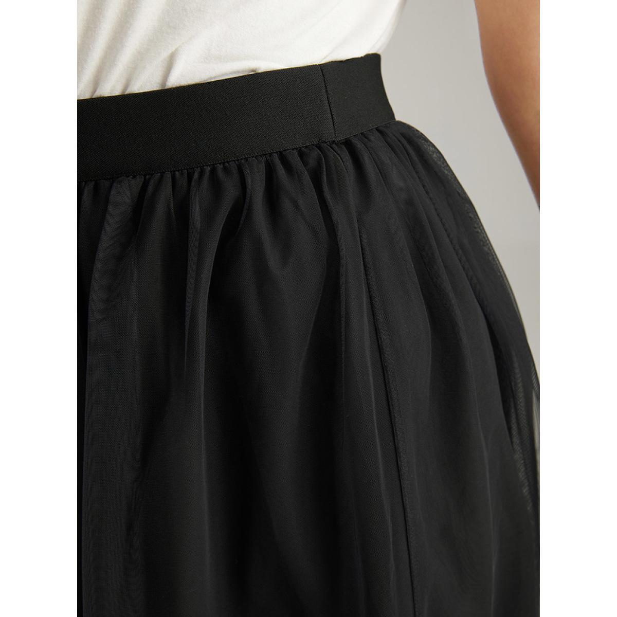 Plus Size Silhouette Floral Print Ombre Mesh Skirt Women Black Glamour Lined No stretch Going out Skirts BloomChic 18-20/2X Product Image