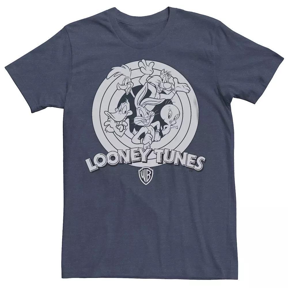 Men's Looney Tunes Excited Group Graphic Tee, Size: Small, Navy Grey Product Image