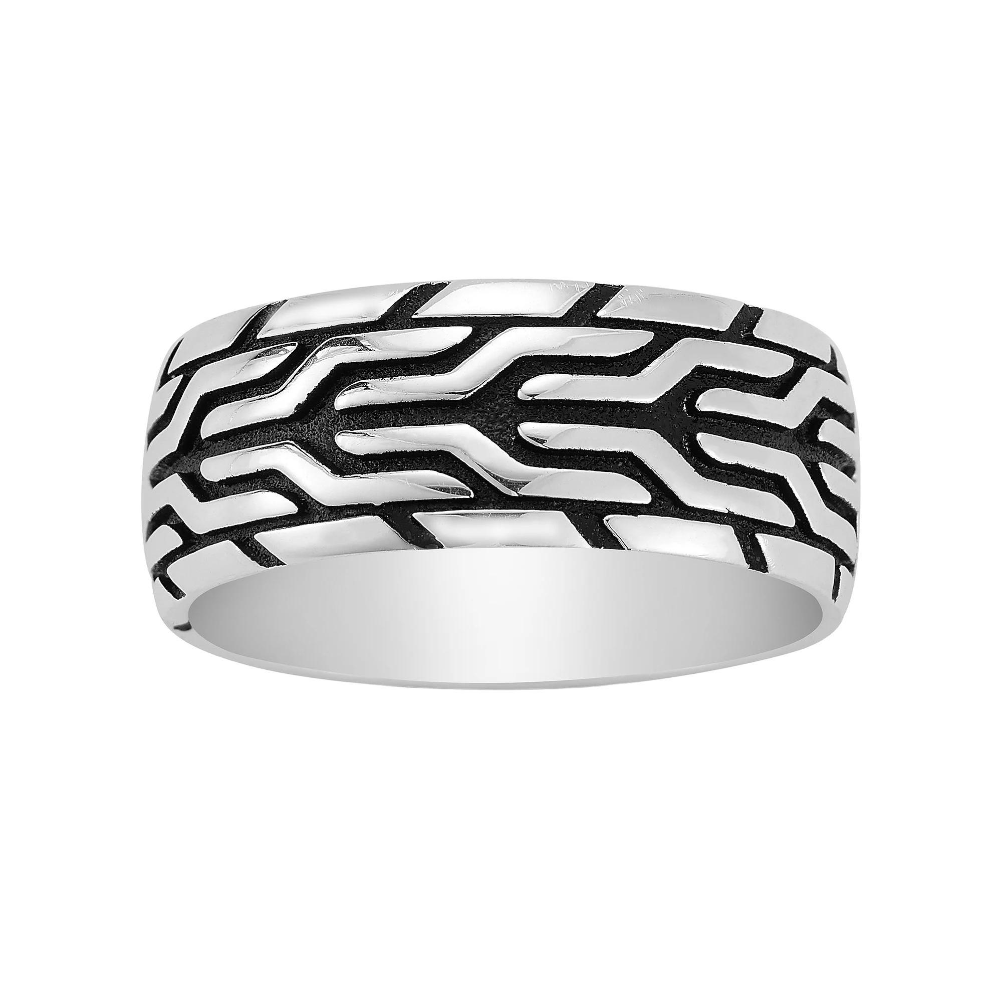 Menster Men's Sterling Silver Oxidized Tire Band Ring, Size: 12, Black Product Image