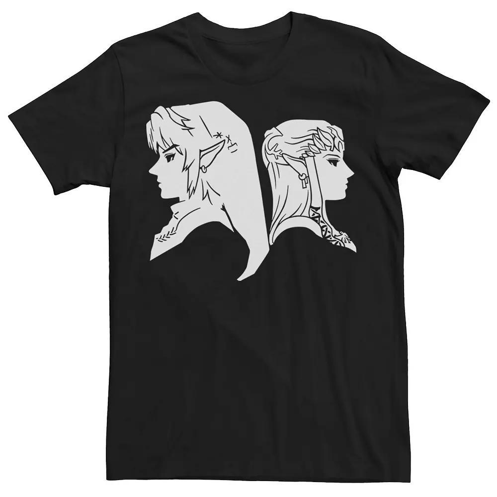Men's Nintendo Zelda Link & Princess Profile Graphic Tee, Size: XL, Black Product Image