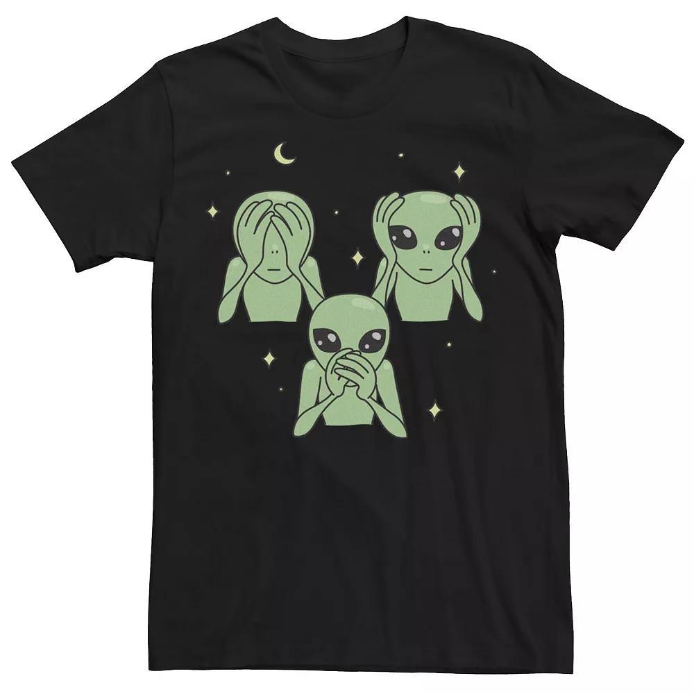 Men's Aliens See No Evil, Hear No Evil, Speak No Evil Tee, Size: XXL, Black Product Image