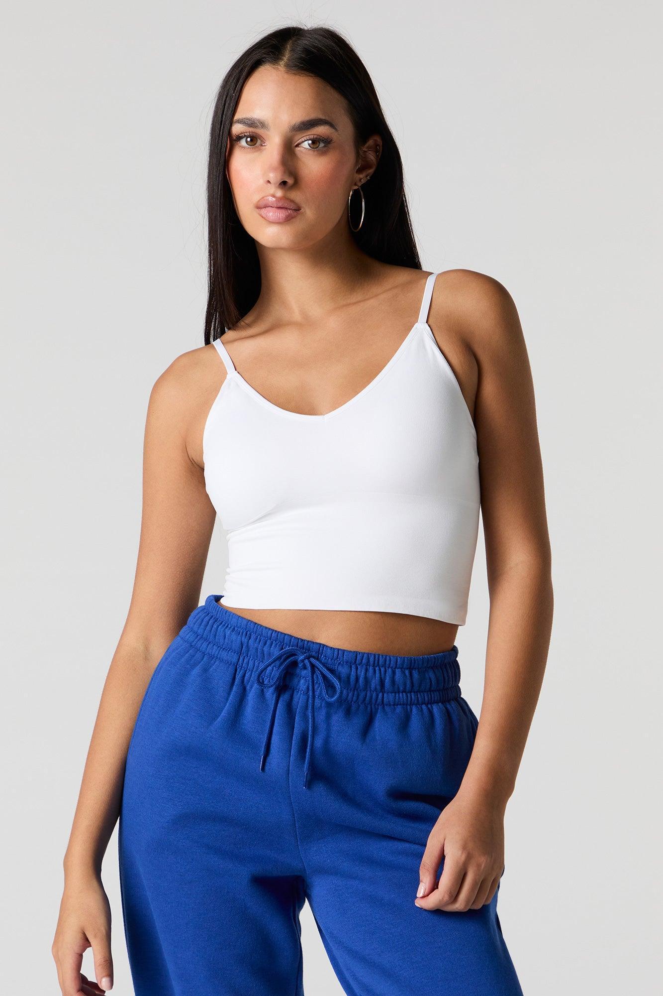 Seamless V-Neck Cami with Built-In Bra Cups Female Product Image