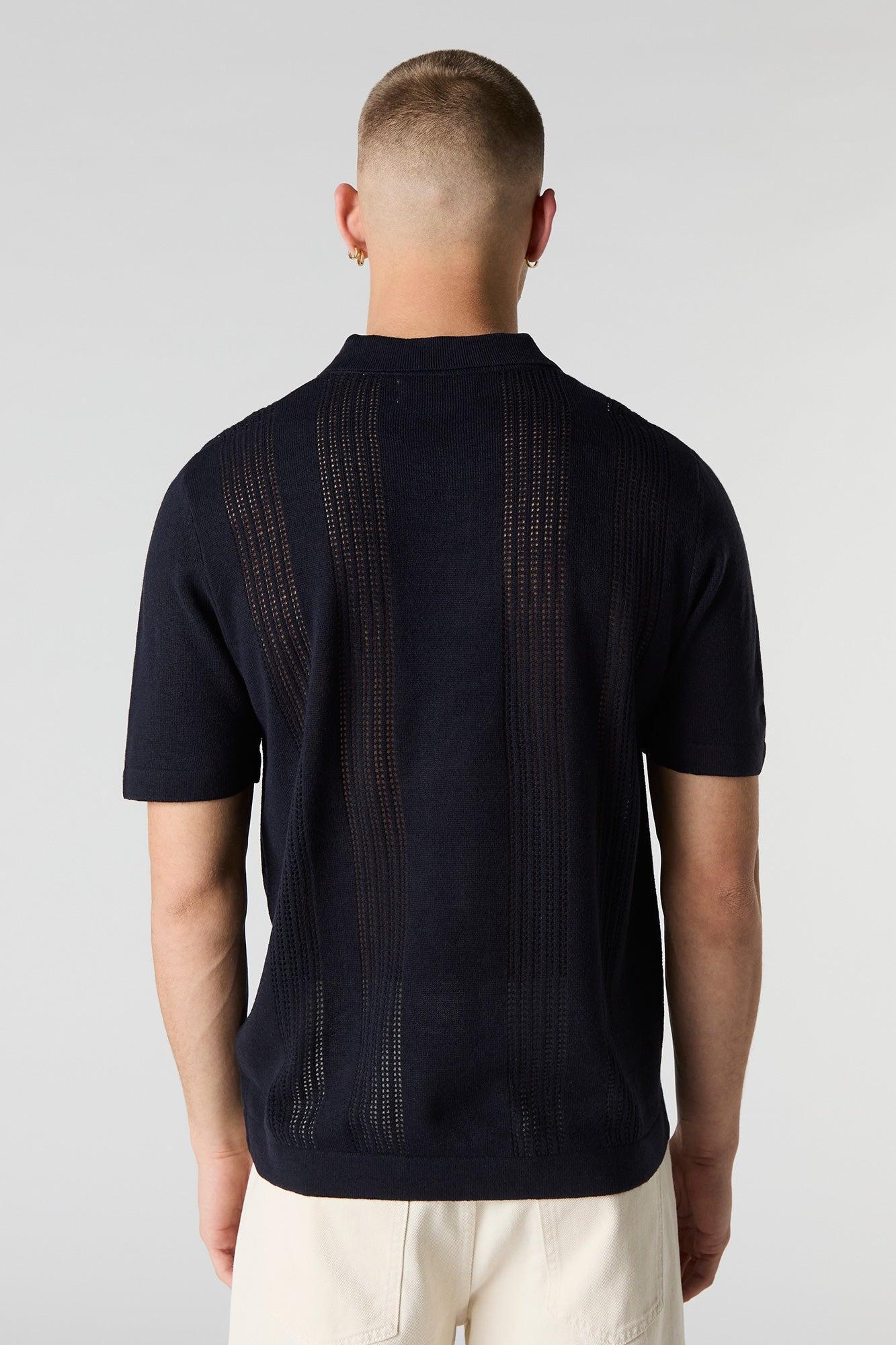 Open Knit Polo Top Male Product Image