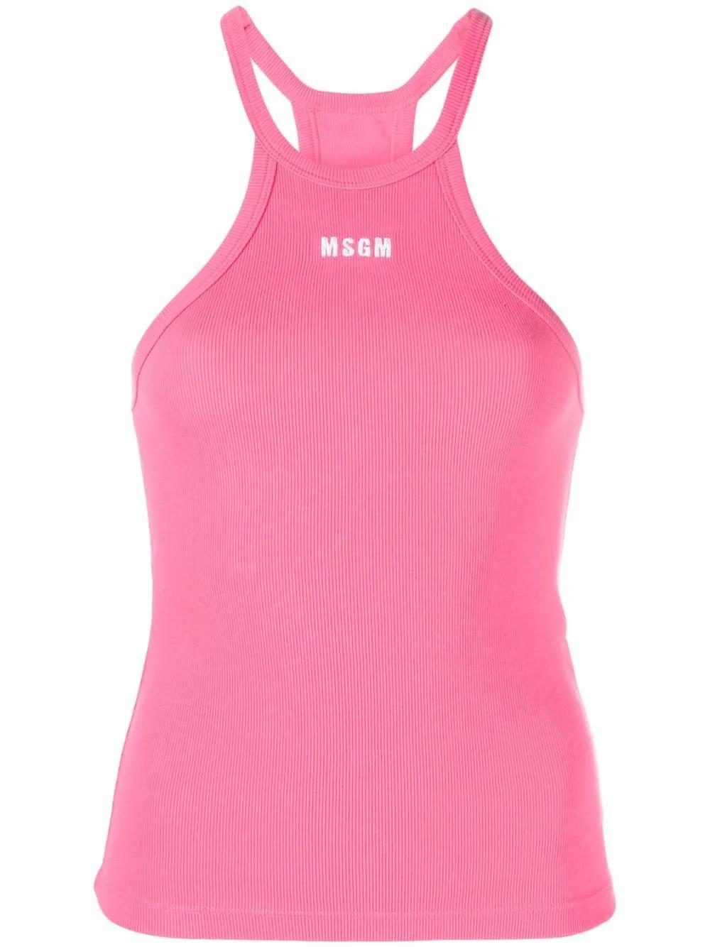 MSGM Logo-print Tank Top In Pink Product Image