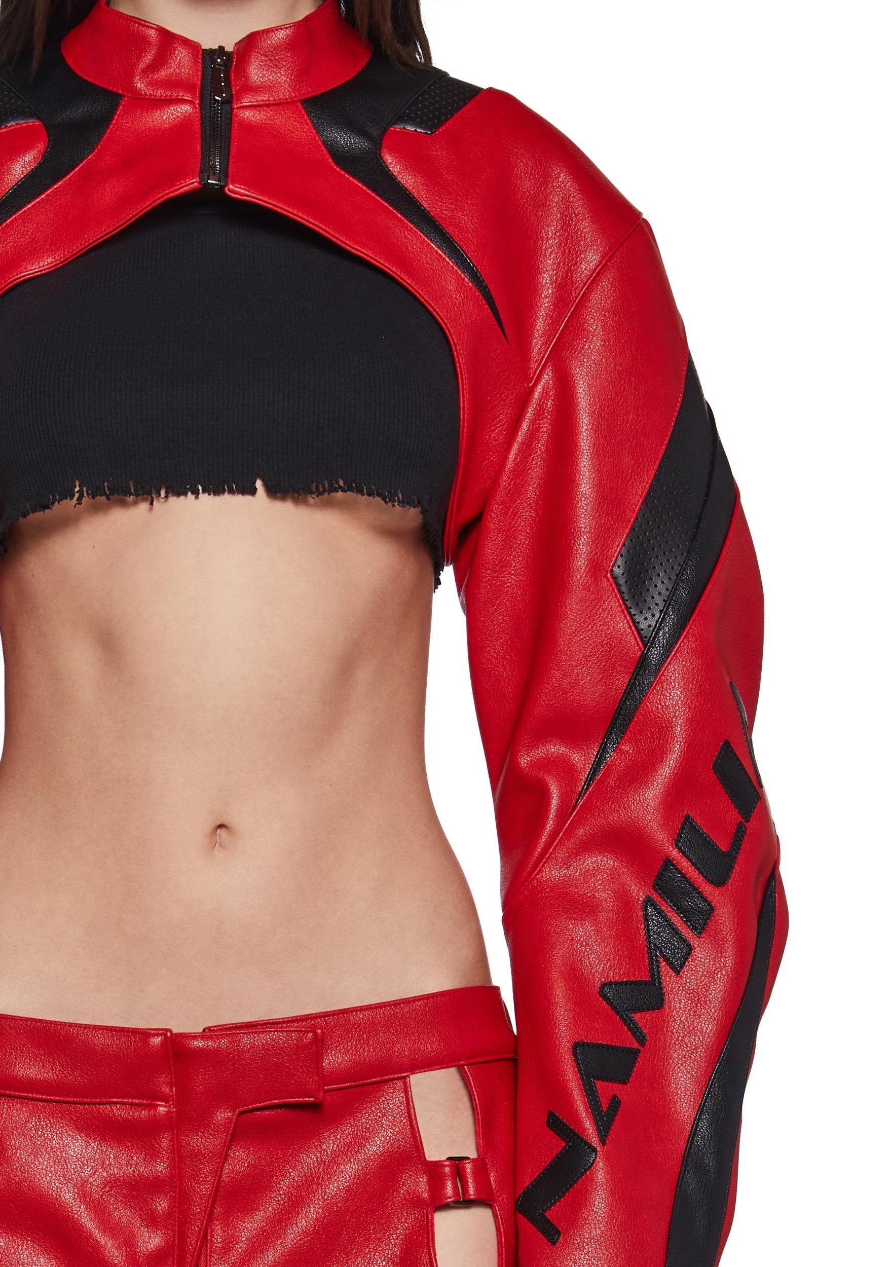 Namilia XTC Leather Choker Jacket - Red Product Image