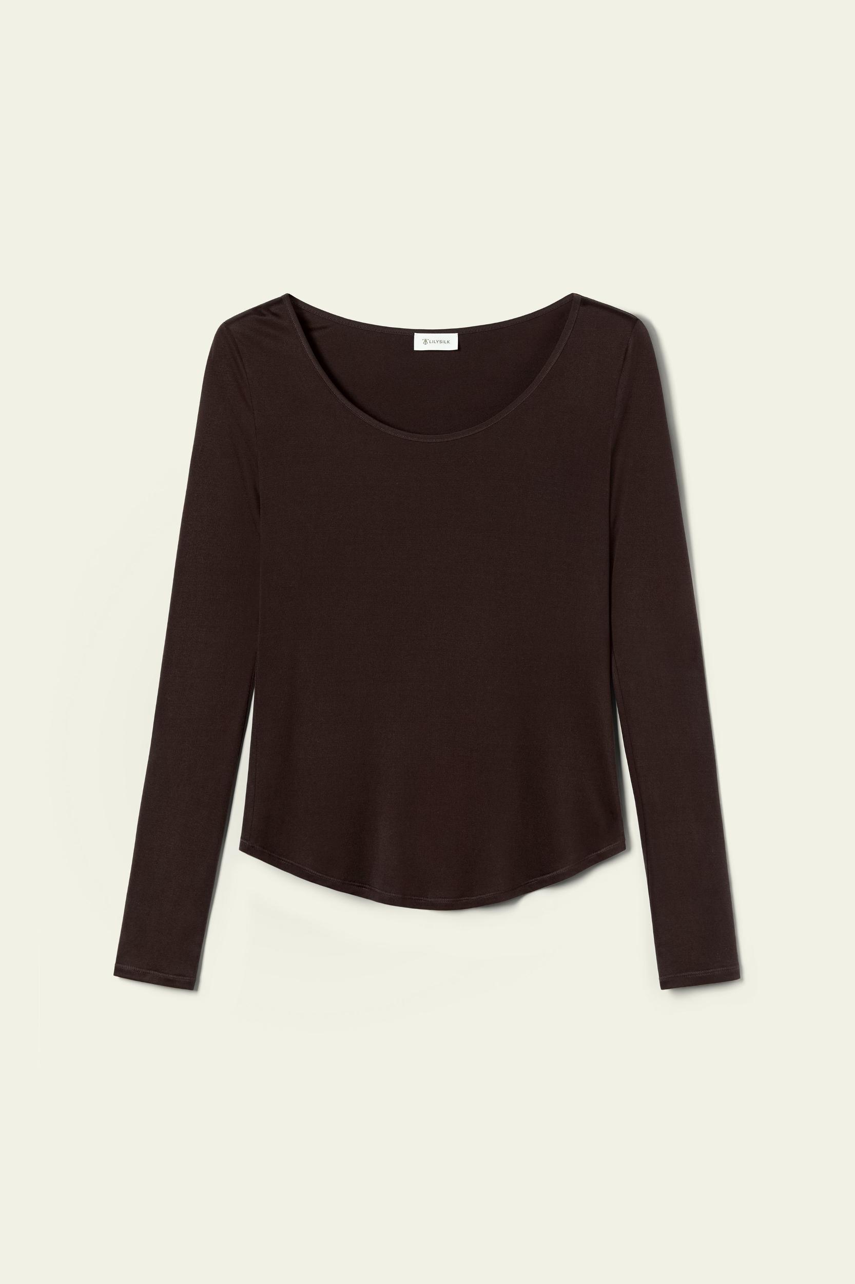 Scoop-Neck Pure Silk Slim Fit Top Product Image