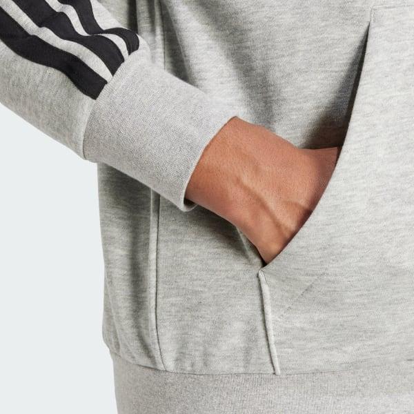 Men's adidas Essentials 3-Stripes Fleece Sportswear Zip Front Hoodie, Size: Medium, Medium Grey Grey Product Image
